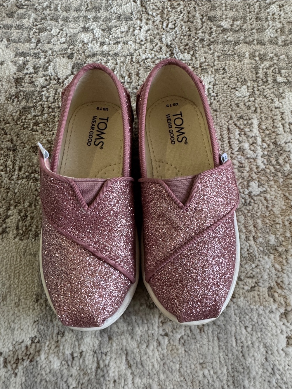 Toms Kids Glitter Slip-On Sneakers - Dusty Rose 9T